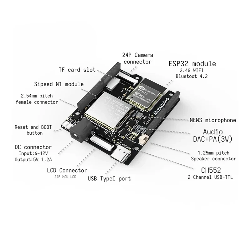 For Maix Duino Development Board K210 RISC-V AI+LOT ESP32 Module With 2.4 Inch Screen