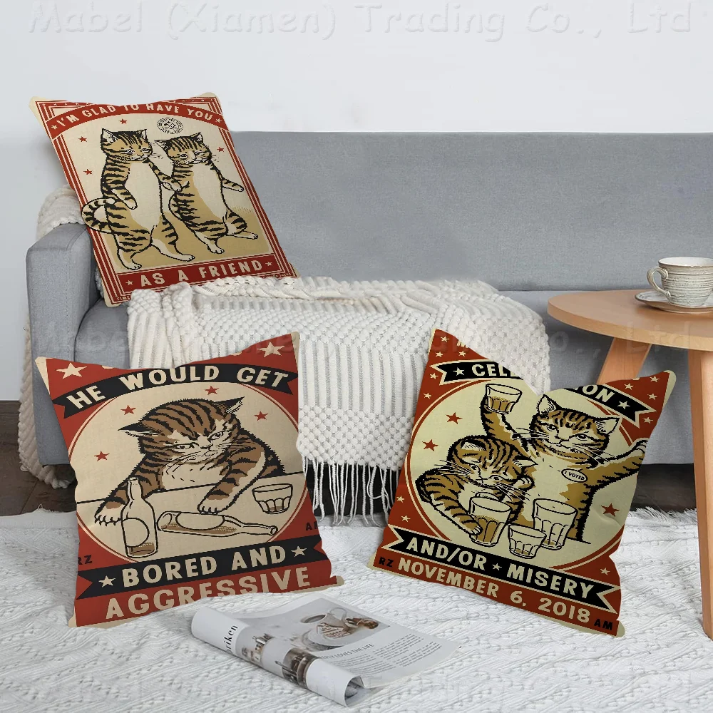 

Everybody Cheers Drunk Dinner Pet Cat Classic Anime Cushion Inches Farmhouse Decor Throw Pillow Covers For Couch Decorations