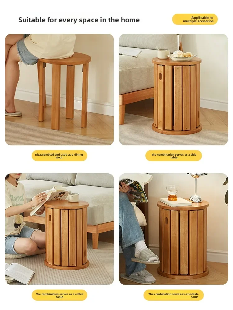 Household stools solid wood stackable round stools new Chinese stools small short stools kitchen dining room small stools