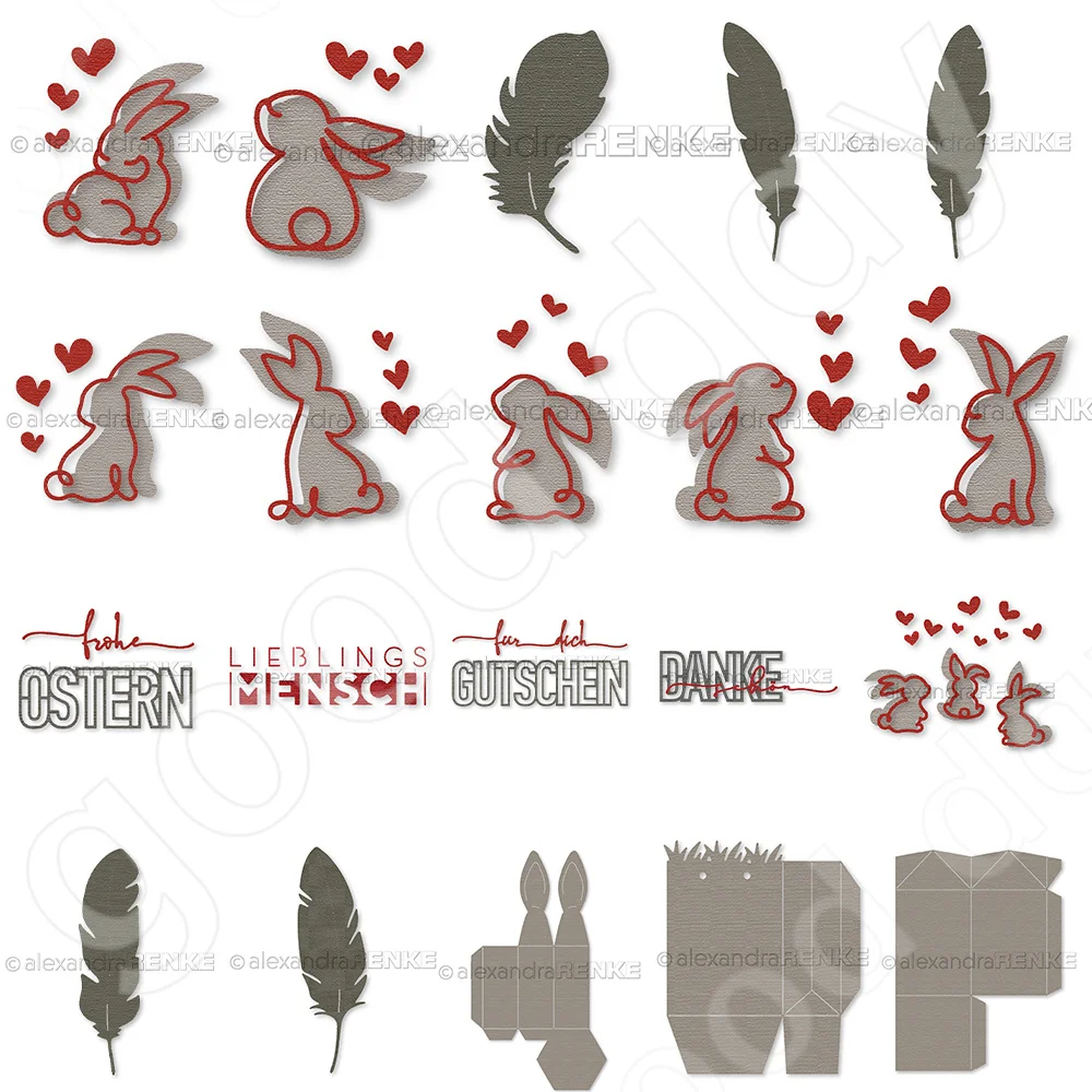 

Arrival 2023 New Feather Bunny Box Metal Cutting Dies Scrapbook Diary Decoration Embossing Template Diy Greeting Card Handmade