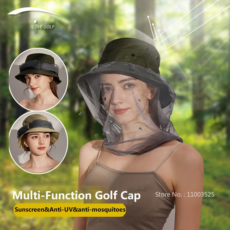 

Anti Mosquito Golf Fisherman Cap for Women Breathable Mesh Bucket Hat Net Lady Anti-UV Sun Visor Outdoor Traveling Camping