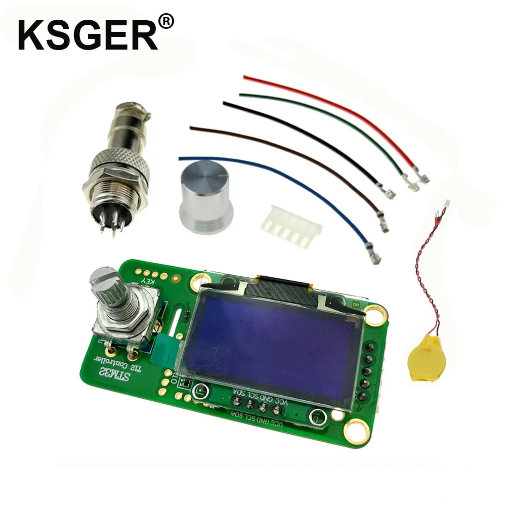 KSGER V2.1S Digital STM32 OLED 1.3 Size Screen T12 Temperature Battery Controller 5 Core Silicone Wire 9501 Soldering Handle Set