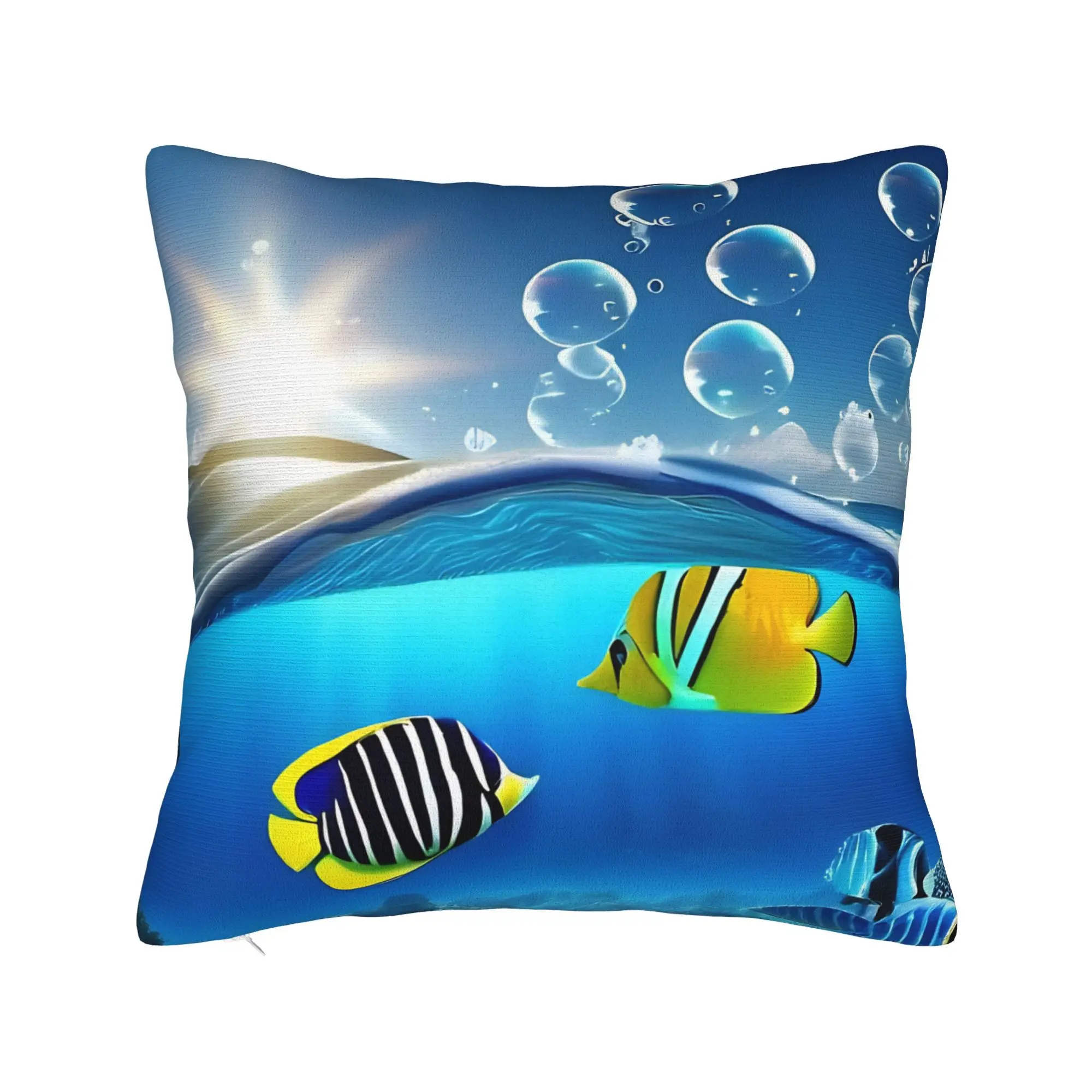 Frutiger Aero Fishies Square Pillow Cases  Cushion Covers Awesome Zipper Decor Pillowcase for Seat 40x40cm