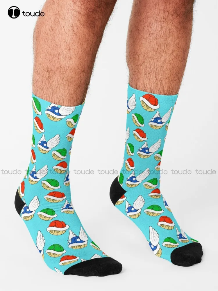 Shells Pattern (Blue) Socks Christmas Socks Unisex Adult Teen Youth Socks 360° Digital Print Harajuku Gd Hip Hop Gift Retro Art