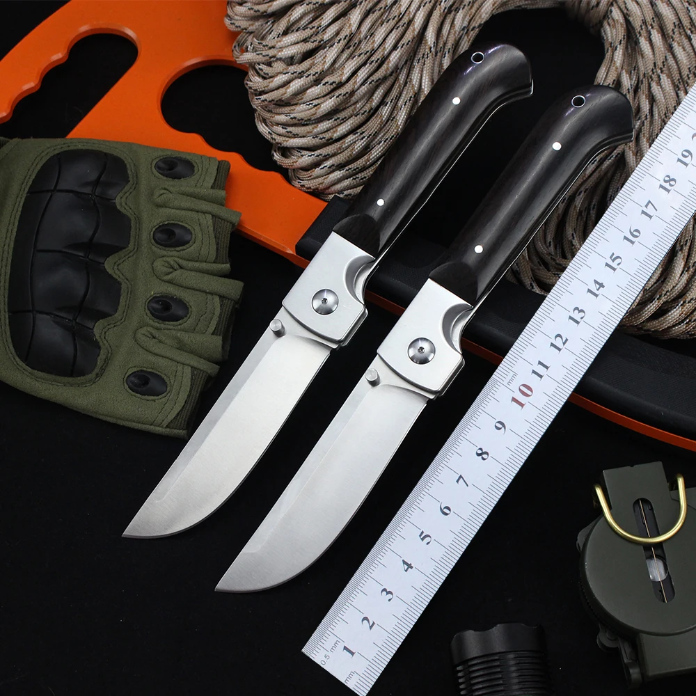 New Russian Folding Pocket Knife D2 Blade Ebony Wood Handle Portable Outdoor Hunting Camping Knives EDC Multi-functional Tools