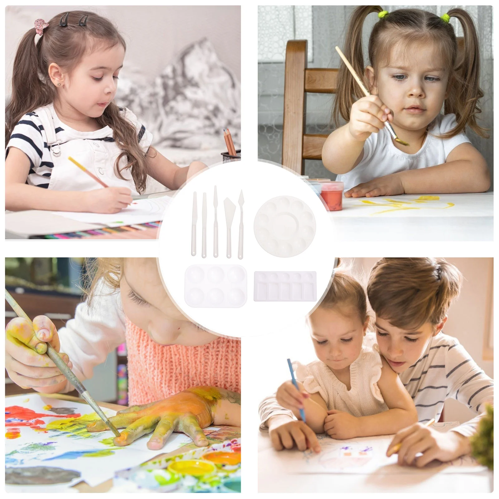 1 مجموعة لوحات الألوان المائية الصباغ الصواني كاشطات لخلط الألوان لوازم الفن أدوات الطلاء المنصات البلاستيكية Diy بها بنفسك الفن اللوحة