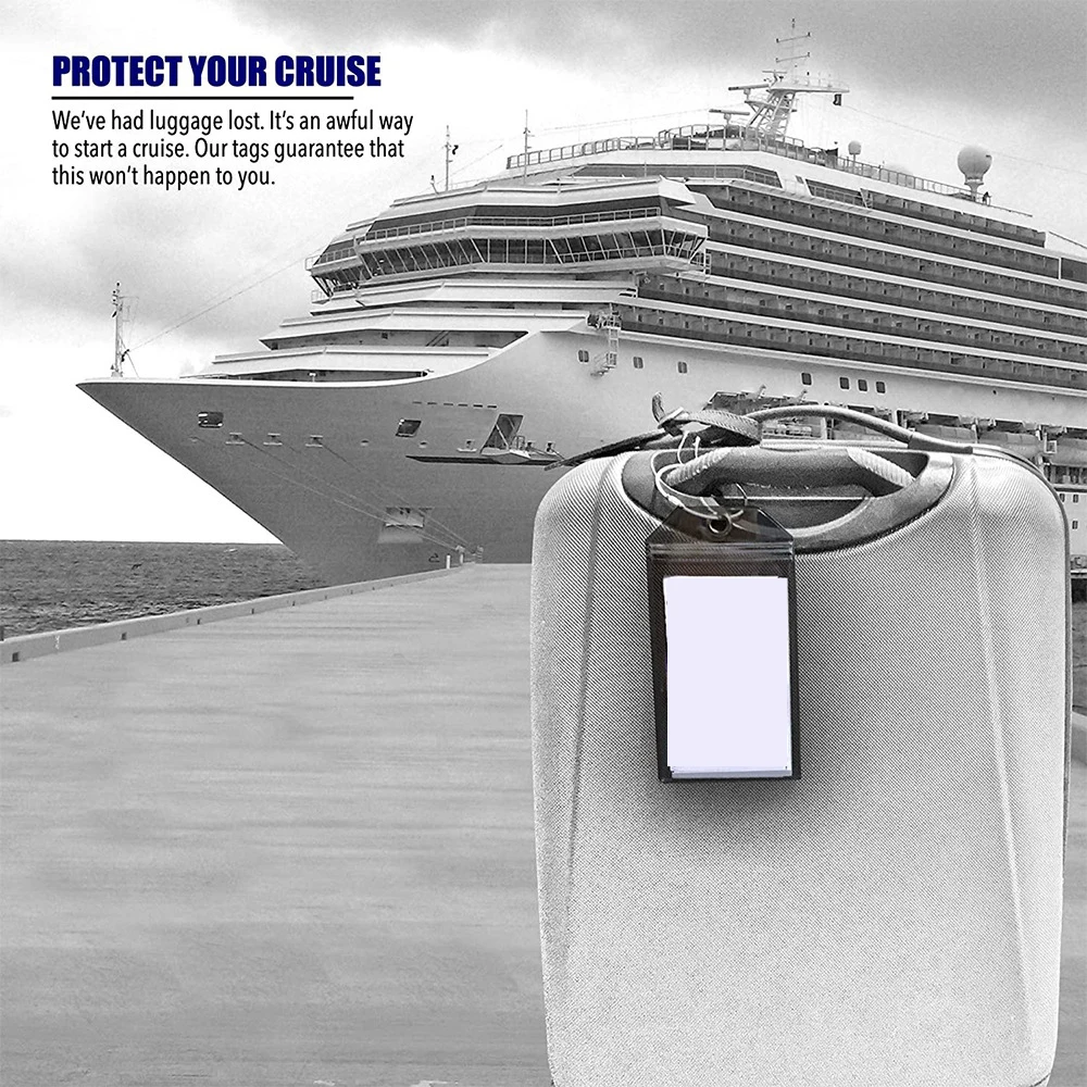 Travel Luggage Cruise Tags Holder Pouch Resealable Waterproof Clear Ship Ticket Card Sleeve Keyring with Steel Wire Cable Loop