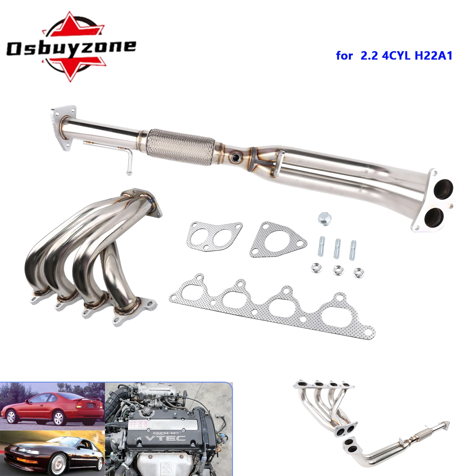 

stainless steel H22 Exhaust Manifold Header for Honda 92-96 PRELUDE VTEC 2.2L DOHC/VTEC 4CYL H22A1