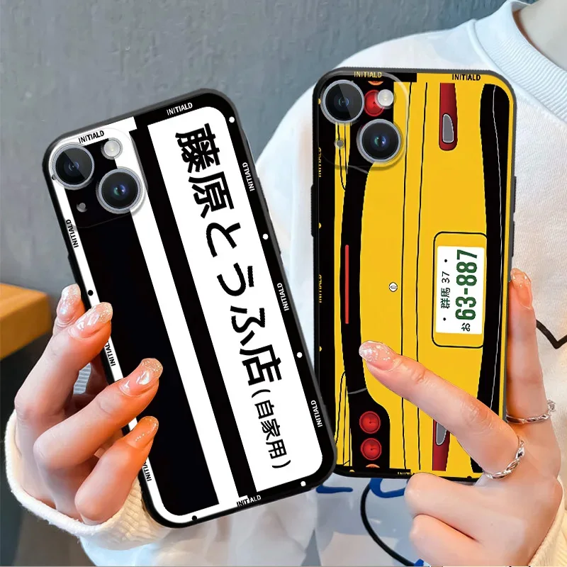 

Anime Initial D Car Cover Phone Case for iPhone 17 16 15 14 13 12 11 Pro Max Plus Mini X XR SE Air 16e TPU Soft Shell Fundas Bag