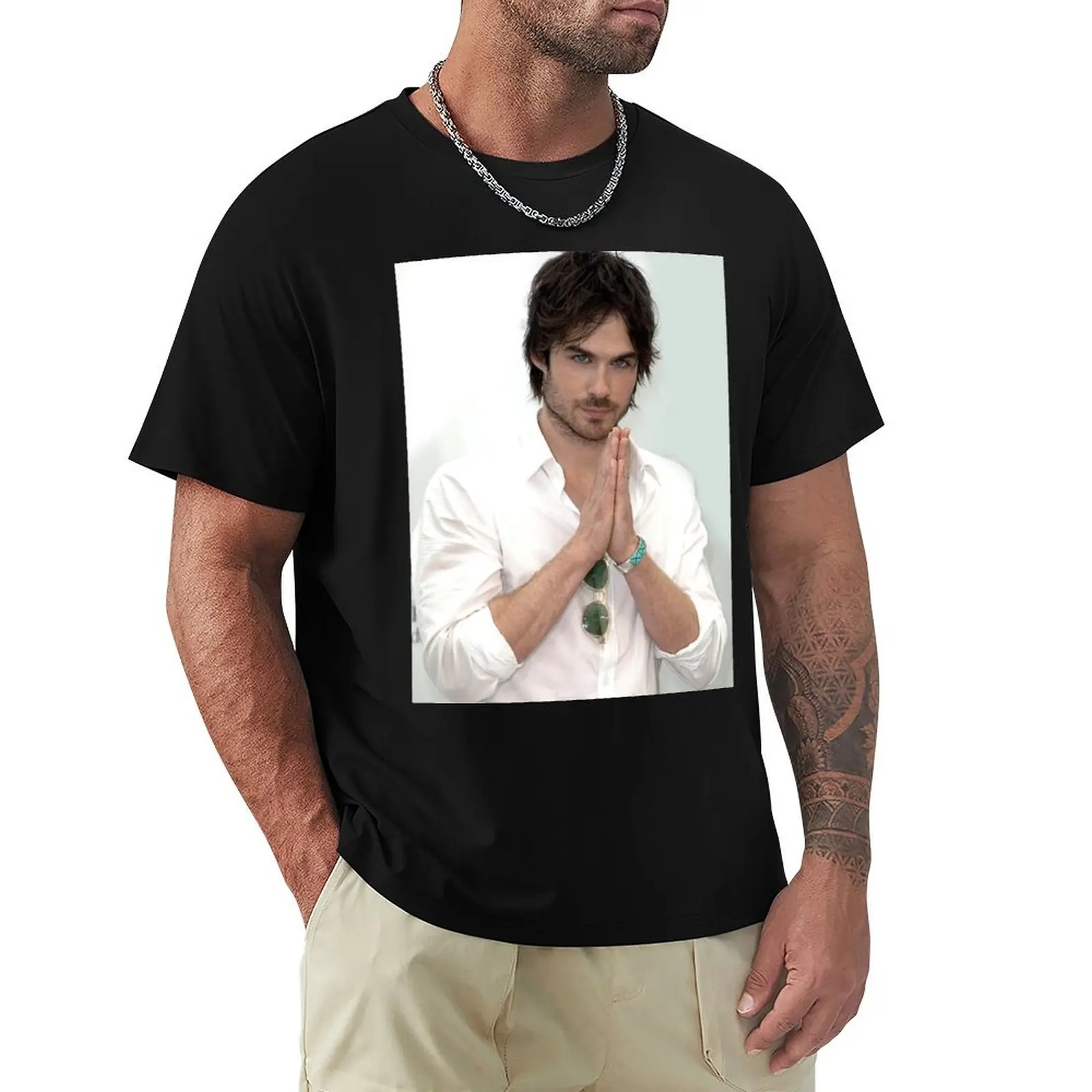 

Ian Somerhalder Damon Salvatore T-Shirt Large Size Loose Casual Tee