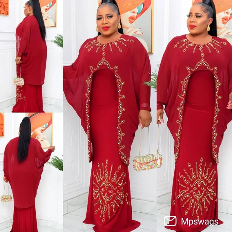 فستان أفريقي للحفلات ملابس أفريقية للنساء Dashiki عباية تركيا فستان طويل مطرز بالخرز ملابس زفاف #2