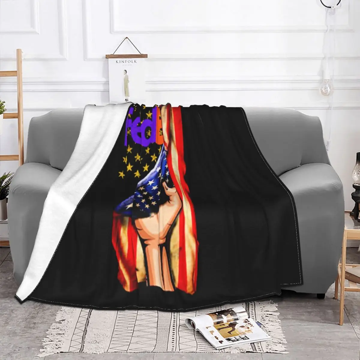 Fedex Logo American Flag Teenage Vacation Male Fresh Design Party Creative Fresh Design Harajuku Newest Throw Blanket