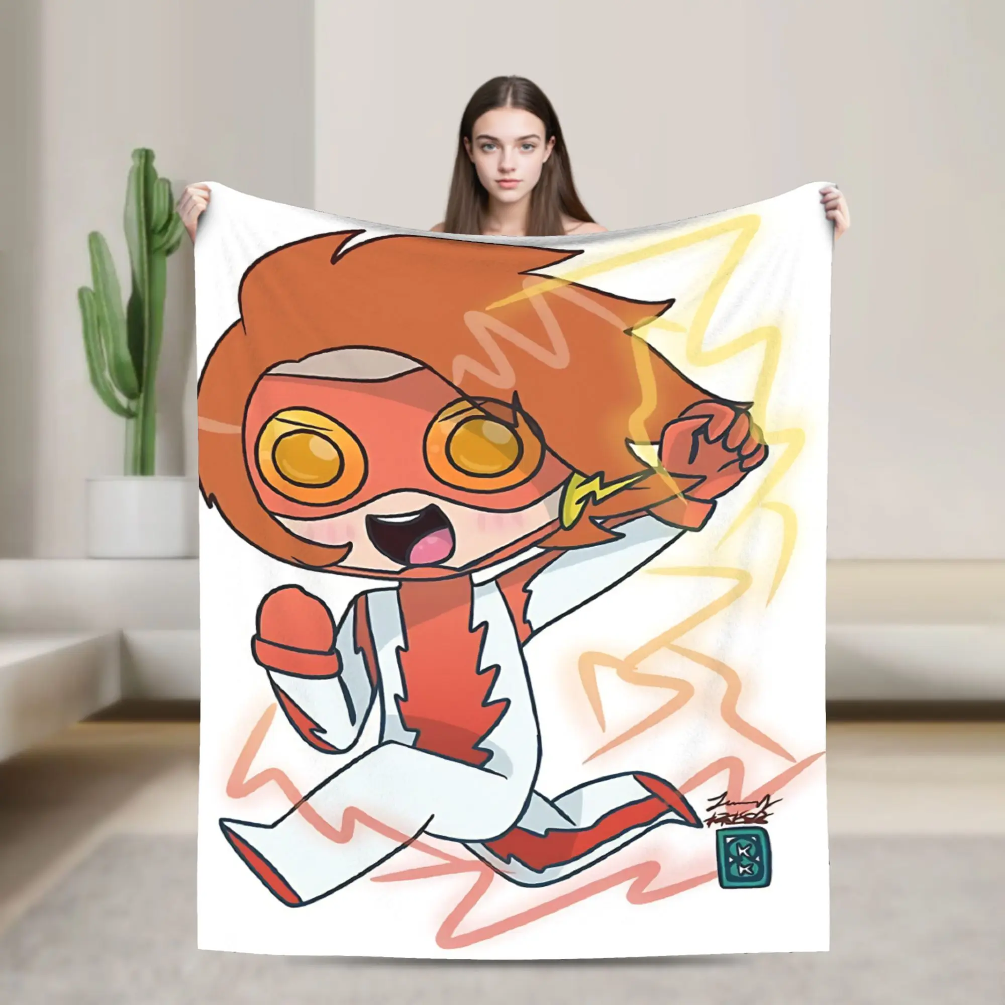Trickcal Chibi Go Young Justice Impulse Warm Soft Blanket Child Plush Throw Blanket Funny Chair Flannel Bedspread Sofa Bed Cover