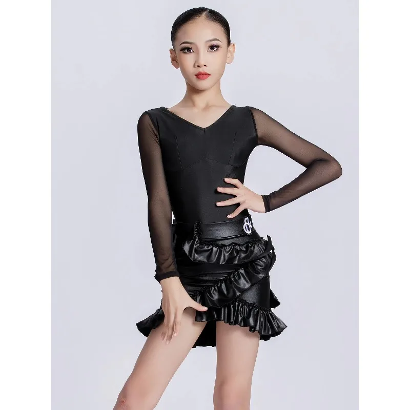 New Girls Latin Dance Dress Kids Autumn Winter Advanced Professional Practice Performance Wear Performance Accessories