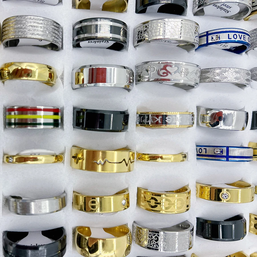 20Pcs/Lot Punk Stainless Steel Rings For Men Fashion Hip Hop Mixed Styles Ring Party Daily Wear Of Finger Accessories Jewelry image 3