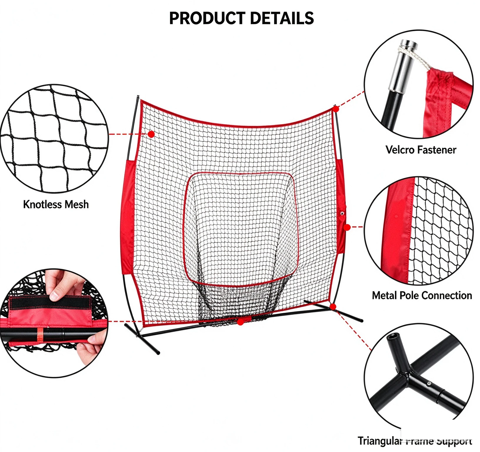 7ft x 7ft Baseball Practice Net for Outdoor Baseball & Softball Batting Rebound Net, Specifically Designed To Block Baseballs