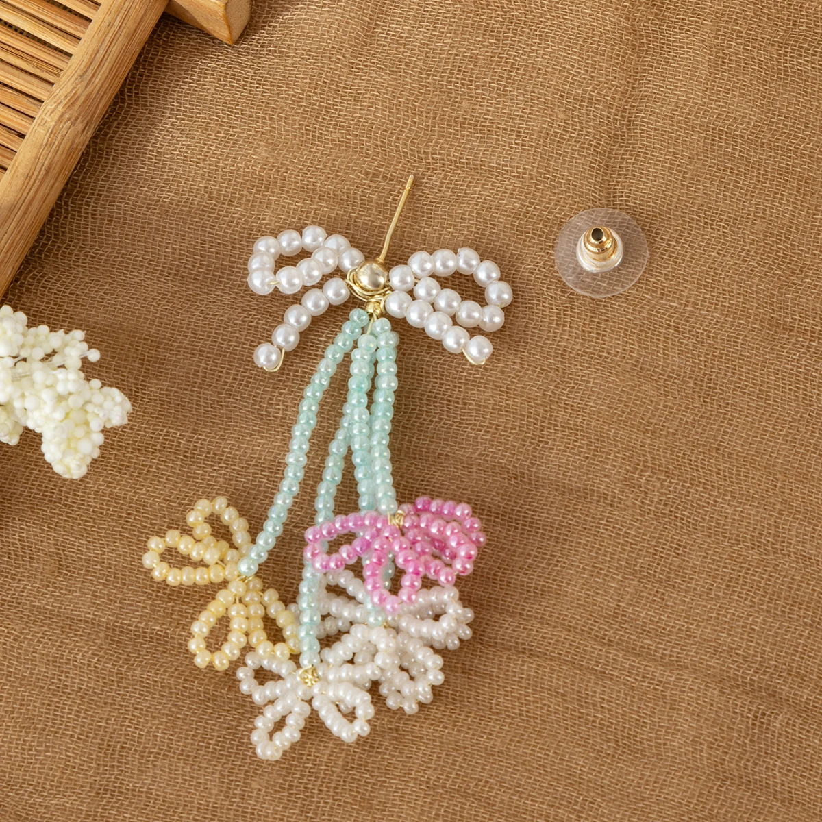 Vintage  Drop Earrings for Women Boho Handmade Flower Colorful Tassel Earrings
