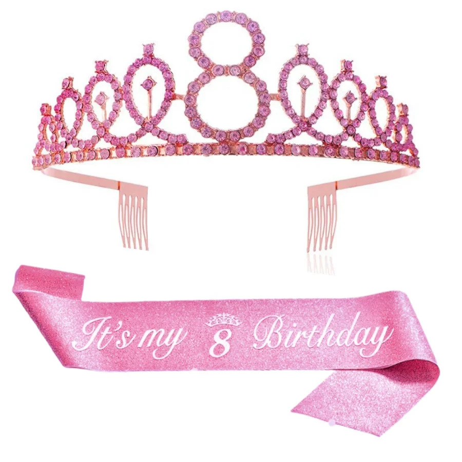 Geburtstags-Tiara-Krone-Schärpe für Frauen und Mädchen – „Es ist mein 4., 5., 6., 7., 8., 9., 10., 11., 12., 13., 15., 16. Geburtstag“ – Partydekoration – Detail 10