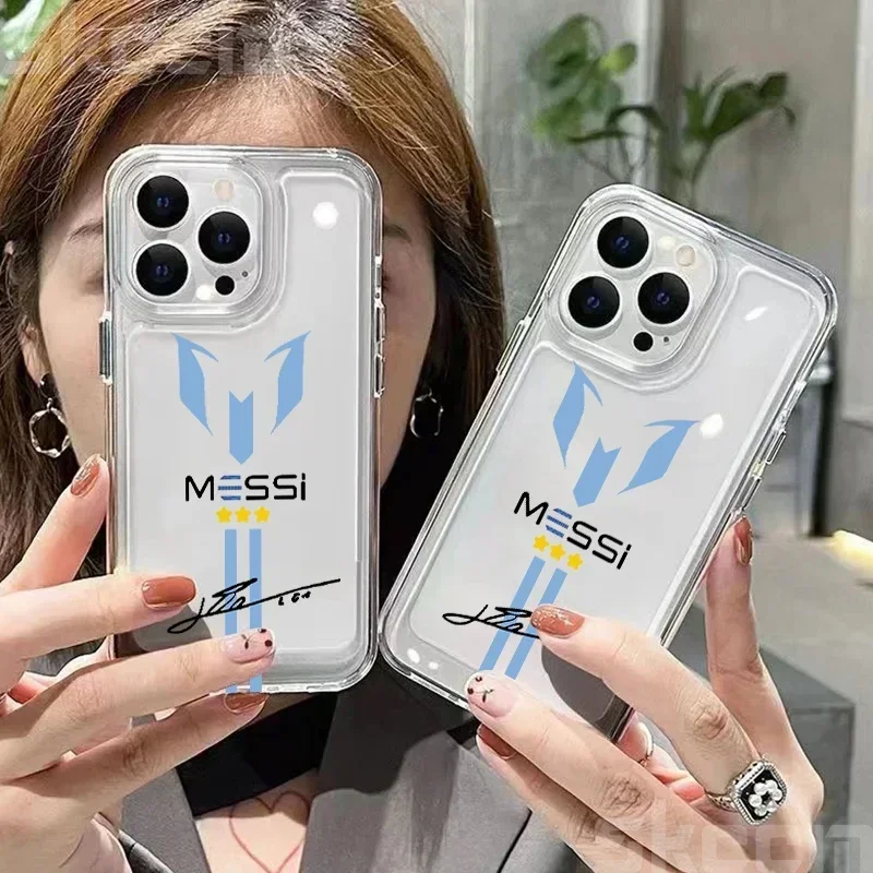 MESSi-funda de teléfono transparente de fútbol para iPhone 15, 16, 14, 13, 12, 11 Pro Max Mini X XS XR 7, 8, 15 Plus, funda suave a prueba de golpes