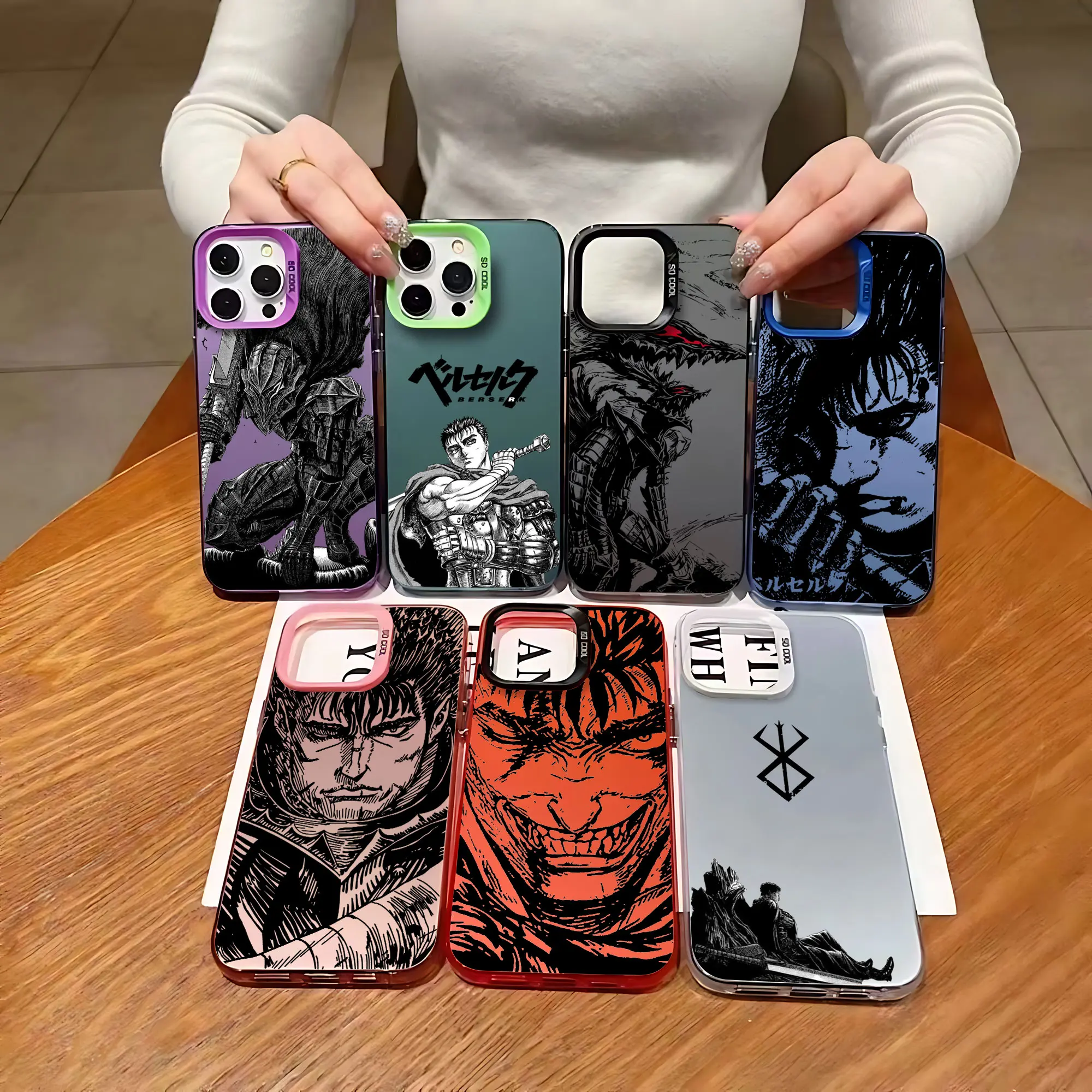 Berserk Guts Hot Blood Anime Phone Case For iPhone 16 15 14 13 12 11 Pro Max X XR XSMAX 8 7 Plus Candy Matte Shockproof Cover