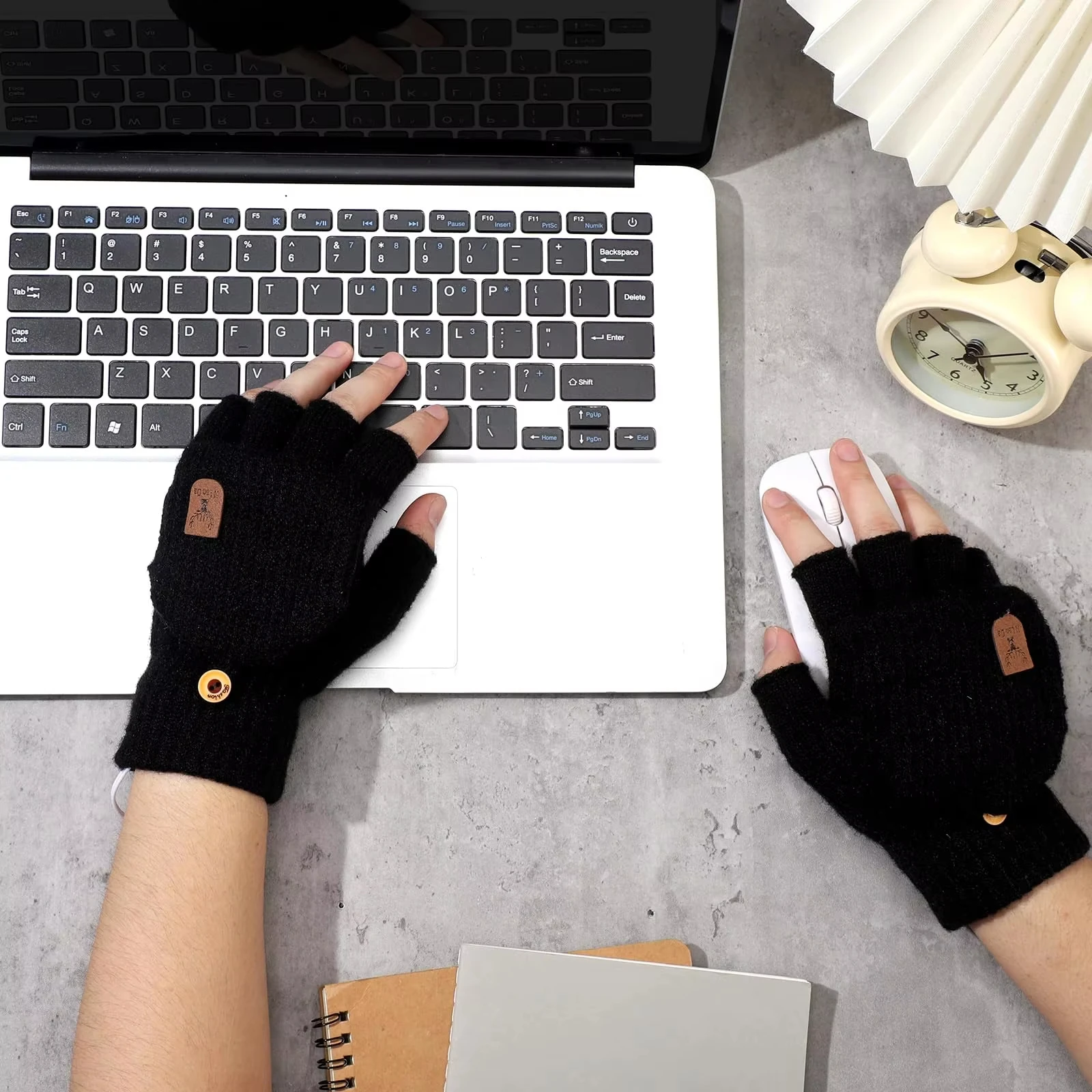 Knitted Half-Finger Flip-Up Gloves Men Women Winter Windproof Fingerless Gloves Thicken Warm Touch Screen Gloves Cycling Hiking