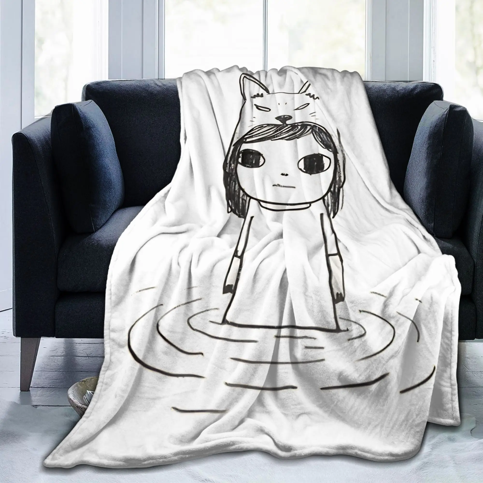 Nara Drawing   Fleece Blanket Yoshitomos Vintage Throw Blanket for Bed Sofa Couch 125*100cm Quilt,