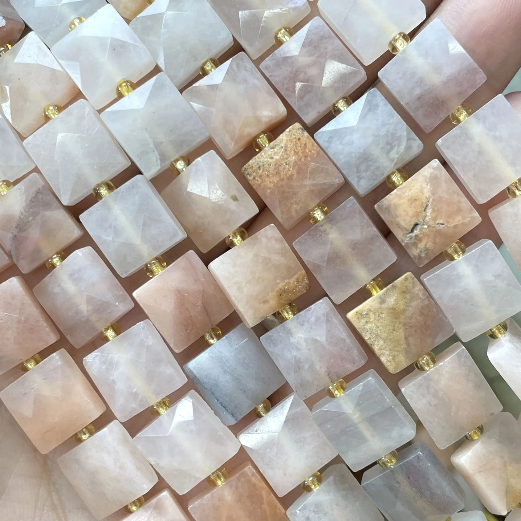 10 mm facettierte quadratische bunte Picasso-Jaspis-Abstandsperlen aus Naturstein für die Schmuckherstellung, DIY-Armband, Halskette, Zubehör – Detail 11