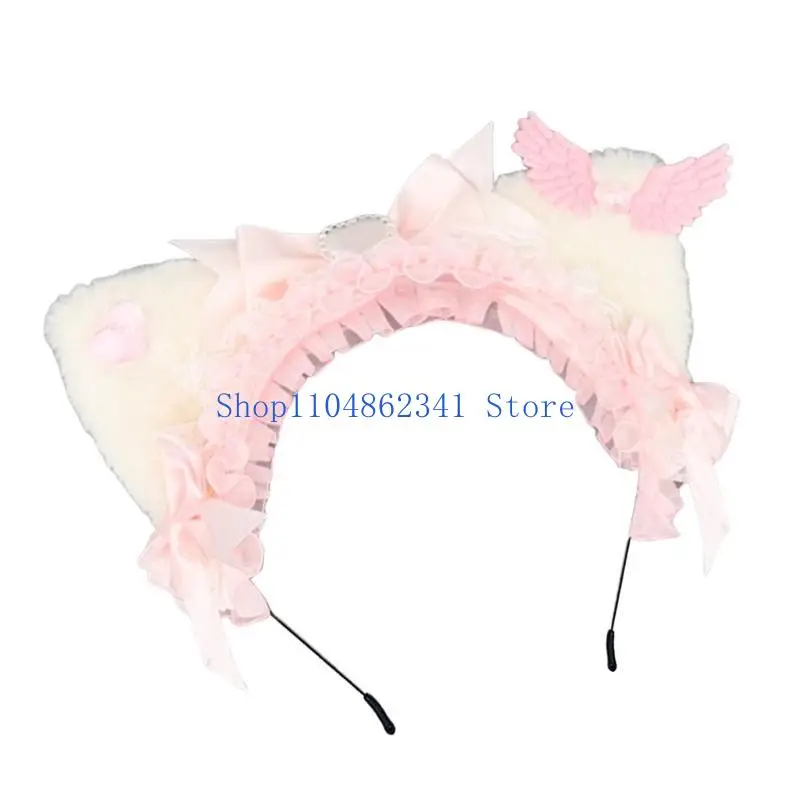 5asd هريرة أنيمي خوذة للحزب مرحلة عيد ميلاد الوجه غسل ​​العصابات مرحلة القطط الأذن الجناح أغطية الرأس صور الدعائم