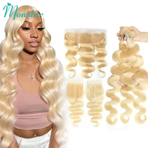 13x6 13x4 5x5 4X4 Blonde 613 Hd Lace Frontal Closure With 30 38 Inch Body Wave Human Hair Brazilian Weave 3 Bundles With Closure