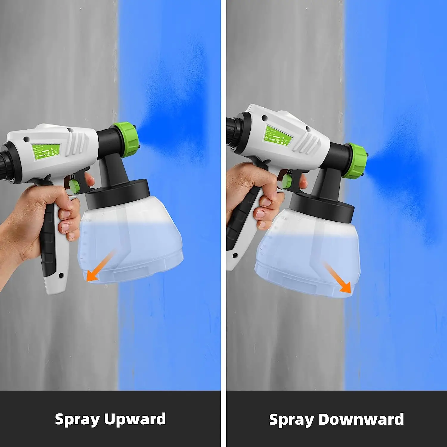 800W Power Electric Paint Sprayer Home&Outdoors Spray Gun with 1300ML Detachable Tank Max 1200ml/min 3m Hose(detachable)