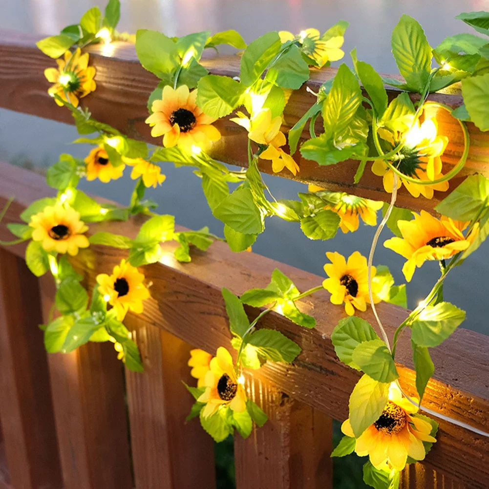 

Fairy Lights 2M 20LED LED Lights String Sunflower Leaf Waterproof Outdoor Garland Lamp String Christmas for Garden Decoration