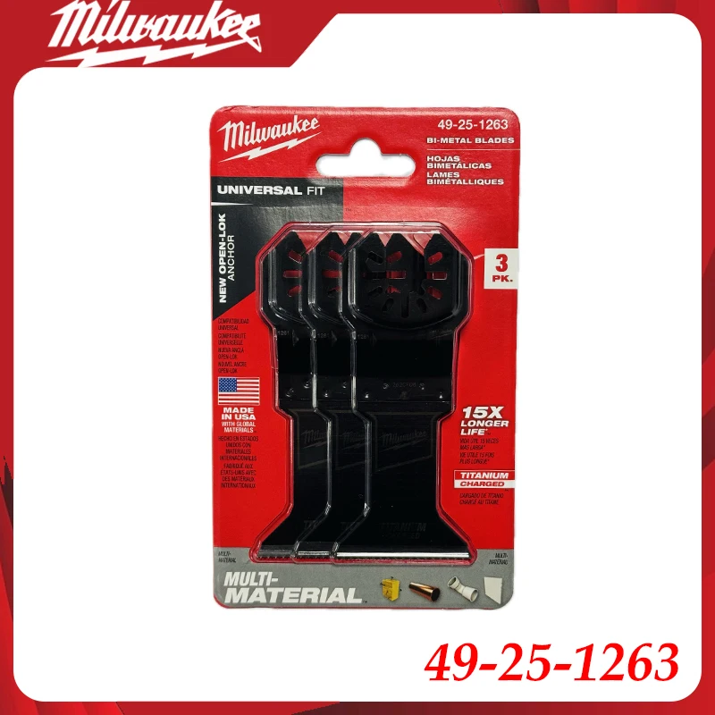 Milwaukee 49-25-1263 3PC Multi-Material Oscillating Tool Blades Heavy-Duty Cutting Blades for Contractors & DIY