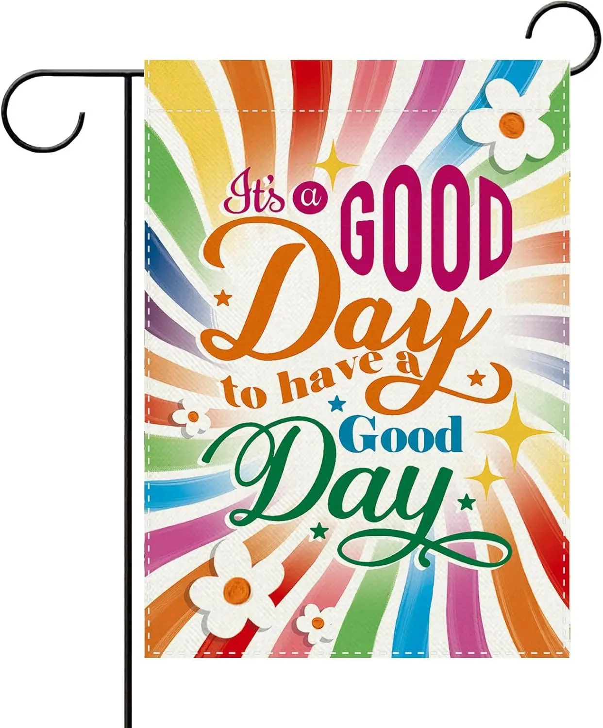 It's a Good Day To Have a Good Day Decorative Garden Flag, Inspirational Colorful Floral Small Yard Outside Decorations, ZZM