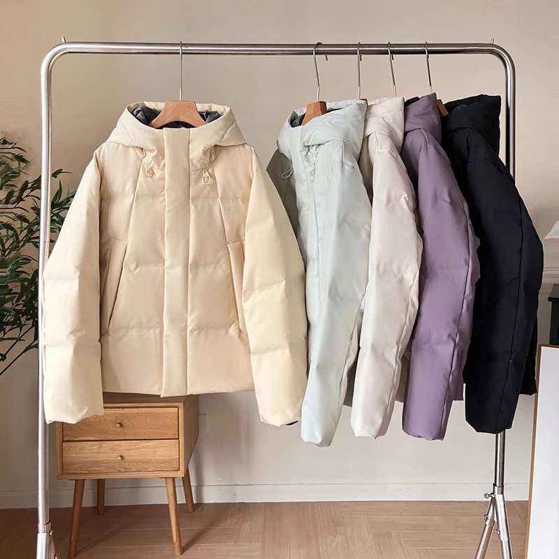 

Warmth Sle ort Hooded down Jaet Windproof Breathable Faionable White Du Feather Filled Winter Outerwear Coat