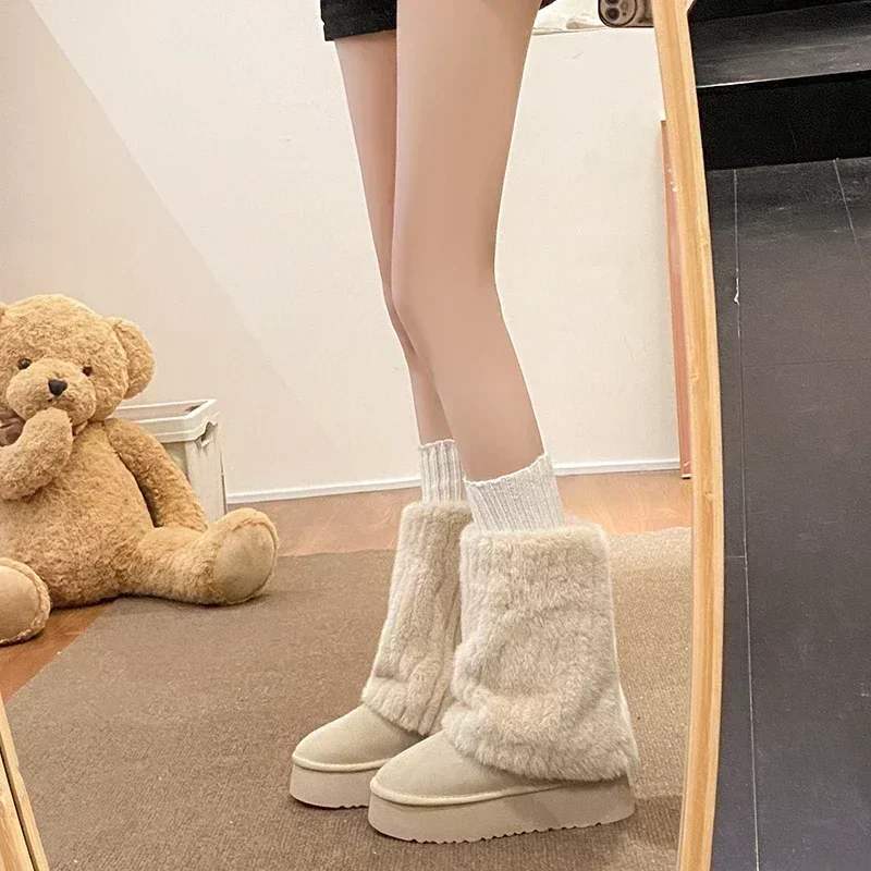 New Winter Snow Boots Women\'s Thick Sole Fur Integrated Short Boots with Plush and Thickened Anti Slip and Warm Cotton Shoes
