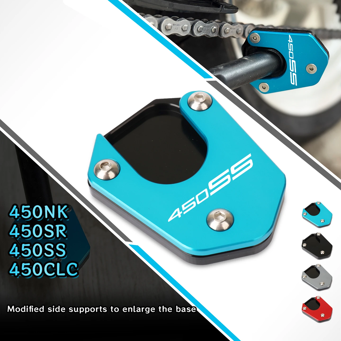 

For 450SR 450SS 450NK 450CLC 2022-2024 Mtorcycle Kickstand Extension Plate Foot Side Stand Enlarger Pad Support 450SR SS NK CLC