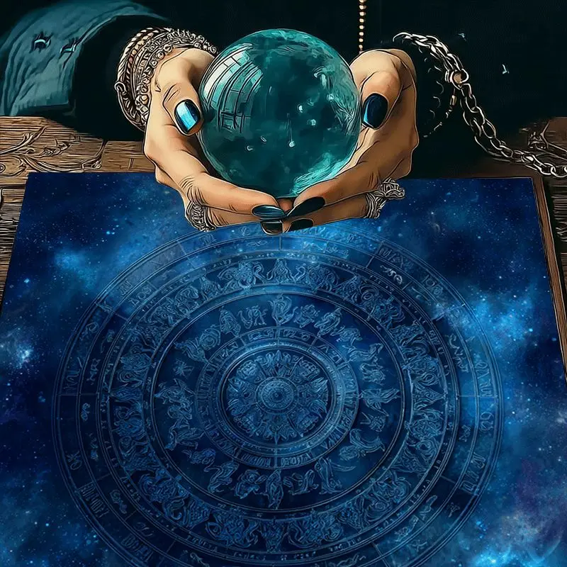 Mystic Celestial Constellation Galaxy Tablecloth Blue Astrology Zodiac Tarot Print for Home Decor