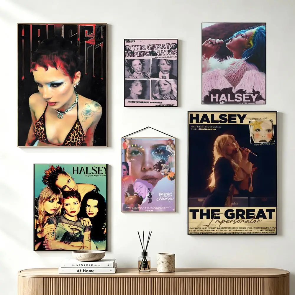 Singer Rock Halsey Poster Self-Adhesive Wall Art HD Print For Dorm Teen Room Decor Gift