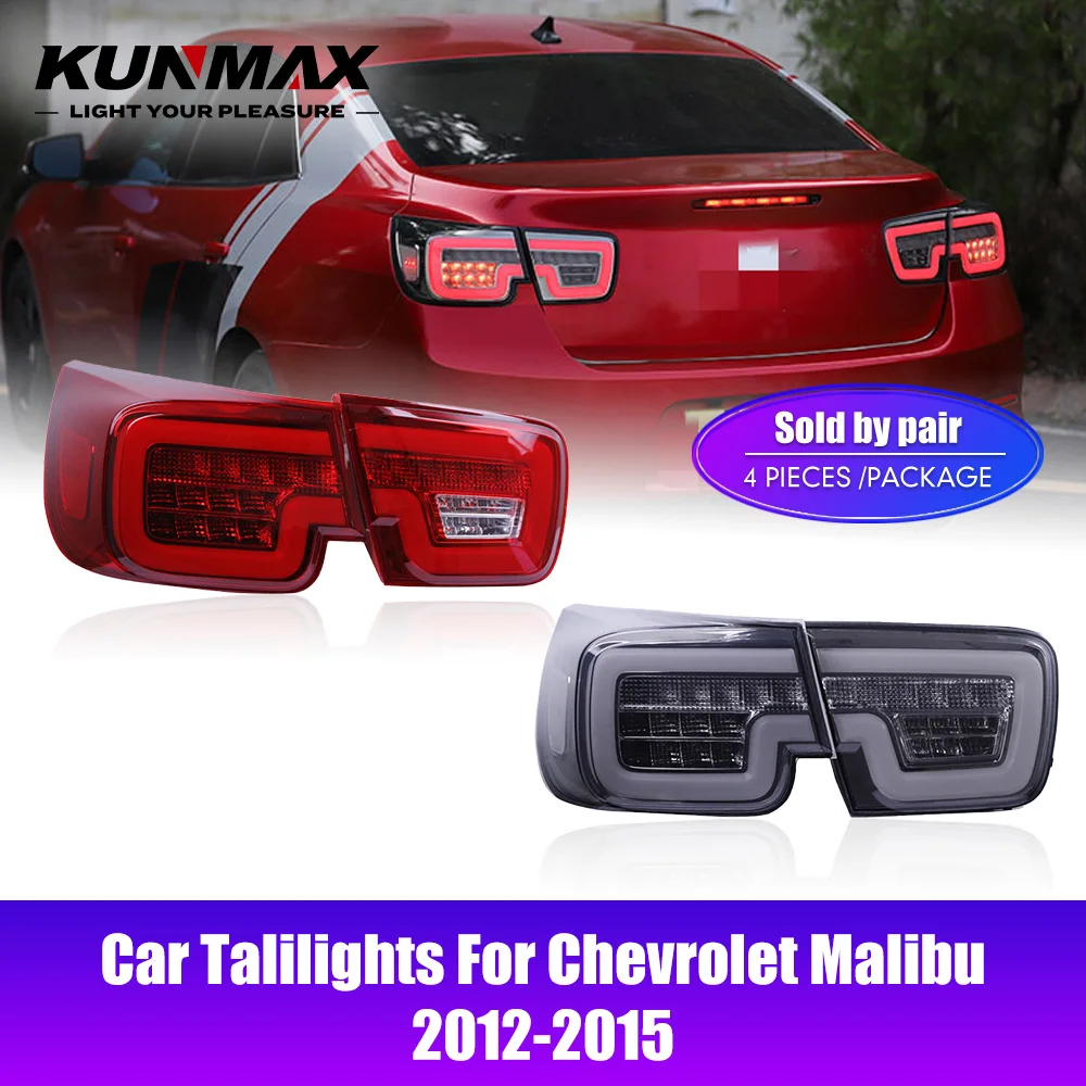 Pair of Car Tail Light Assembly For Chevrolet Malibu 2012-2015 LED DRL Running Light Brake Flowing Water Flicker Tail Lamps