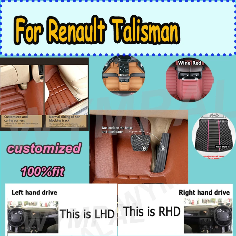 

LUXURY Custom 3D Full Coverage Car Floor Mats for Renault Talisman 2012-2019 Year Interior Details Auto Accessories