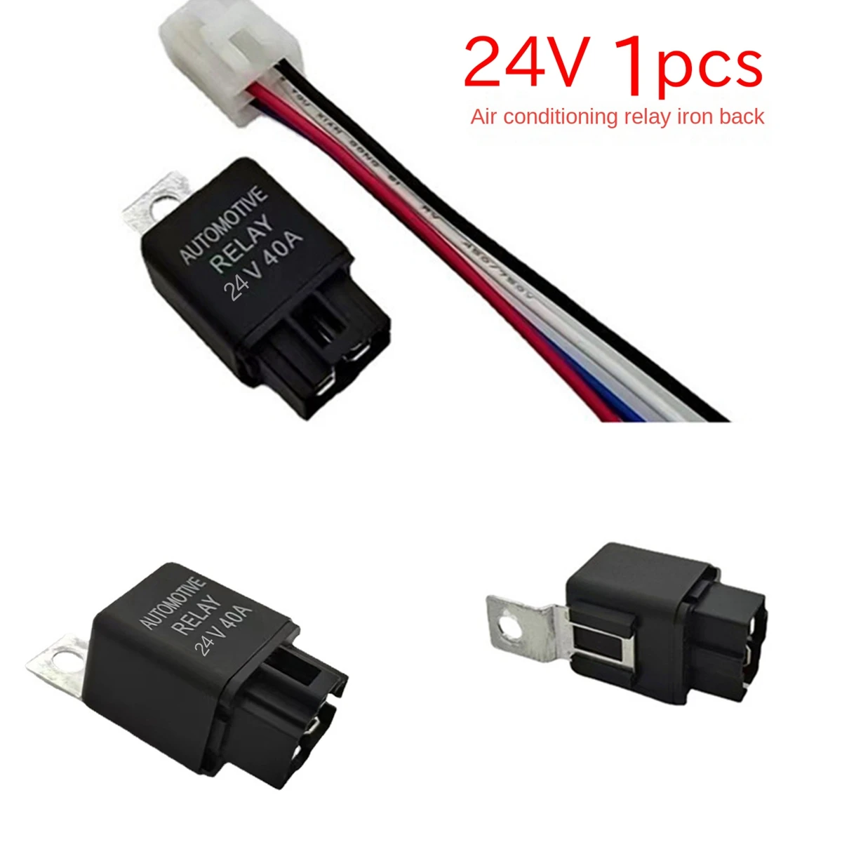 1Pcs 40AMP 24V DC Car A/C Relay Headlight Relay Fan Relay and Harness 14 AWG Wires 4PIN Automotive Relay