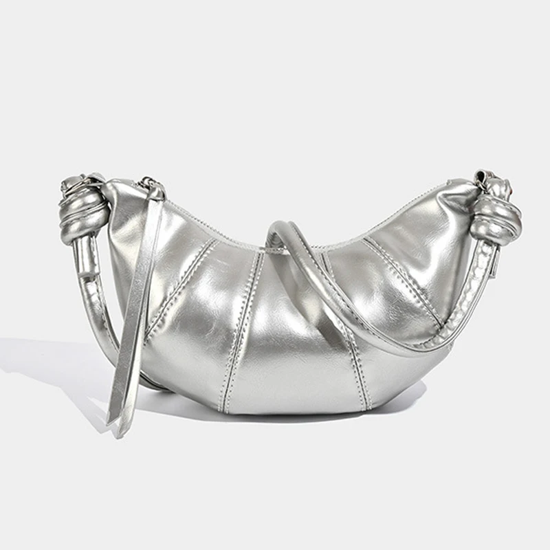 

Croissant Phone Bags For Women Luxury Designer Handbag And Purse 2024 New In PU Simple Solid Color Commuting Shoulder Crossbody