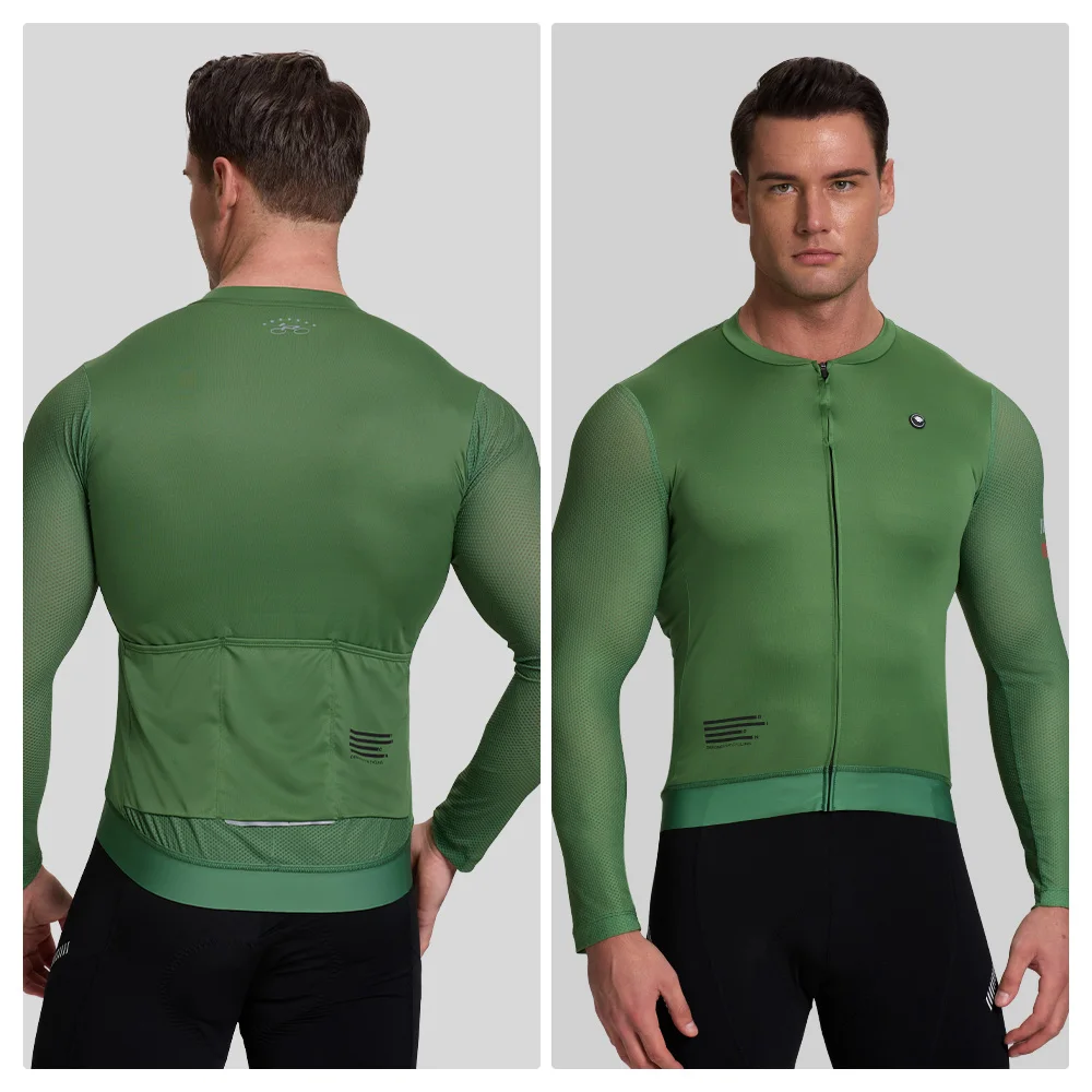 RION Men's Cycling Jersey Long Sleeves Jerseys Mountain Bike MTB Shirts Road Riding Pro Bicycle Clothes Breathable Motocross Top