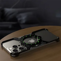 360° Stand X-shaped Mechanical For iPhone 17 14 13 15 16 Pro Max Plus gear Aluminium Magnetic Frameless Noctilucent Phone Cover