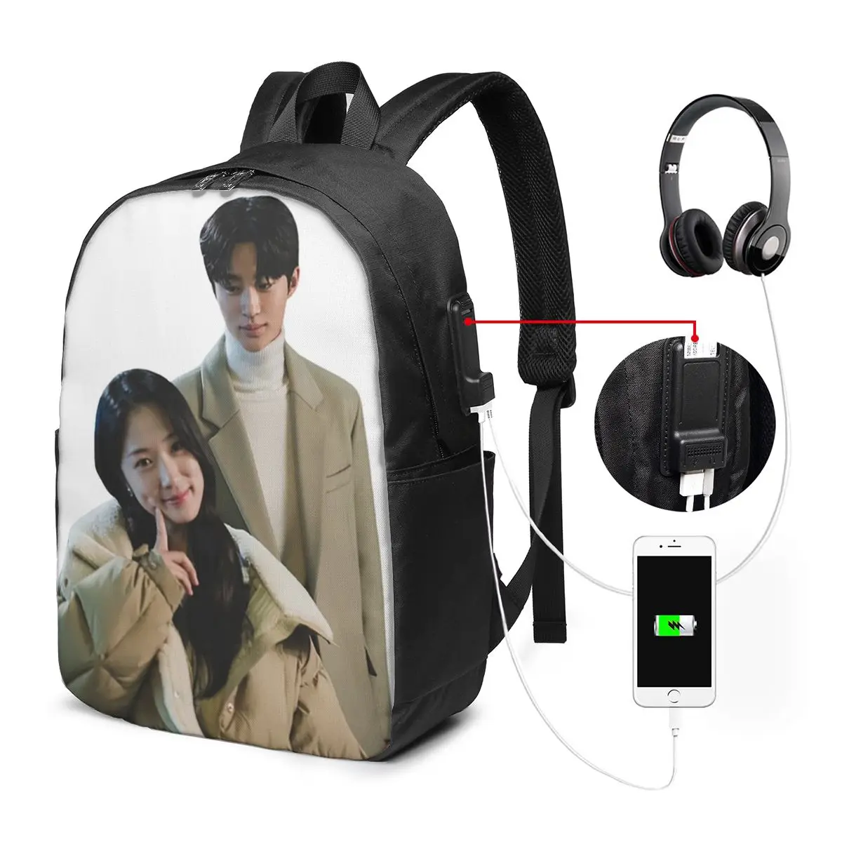 Lovely Runner Kdrama Fanart Backpack Travel Notebook Bag Computer College Student School Bag Laptop Shoulder Bags for Men Women view 2