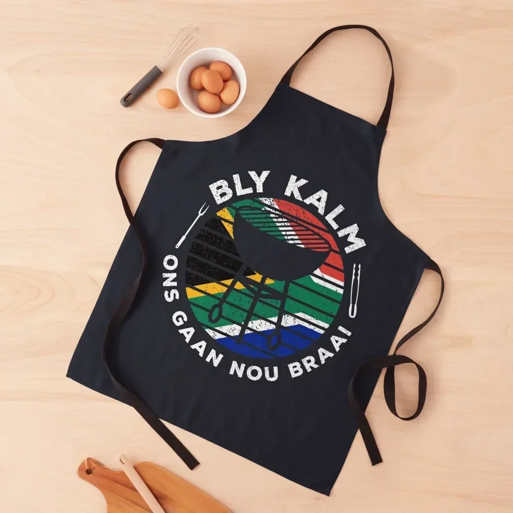 

Bly Kalm Ons Gaan Nou Braai Funny African BBQ Apron barber men Professional Barber Kitchen Household Items Hairdresser Apron