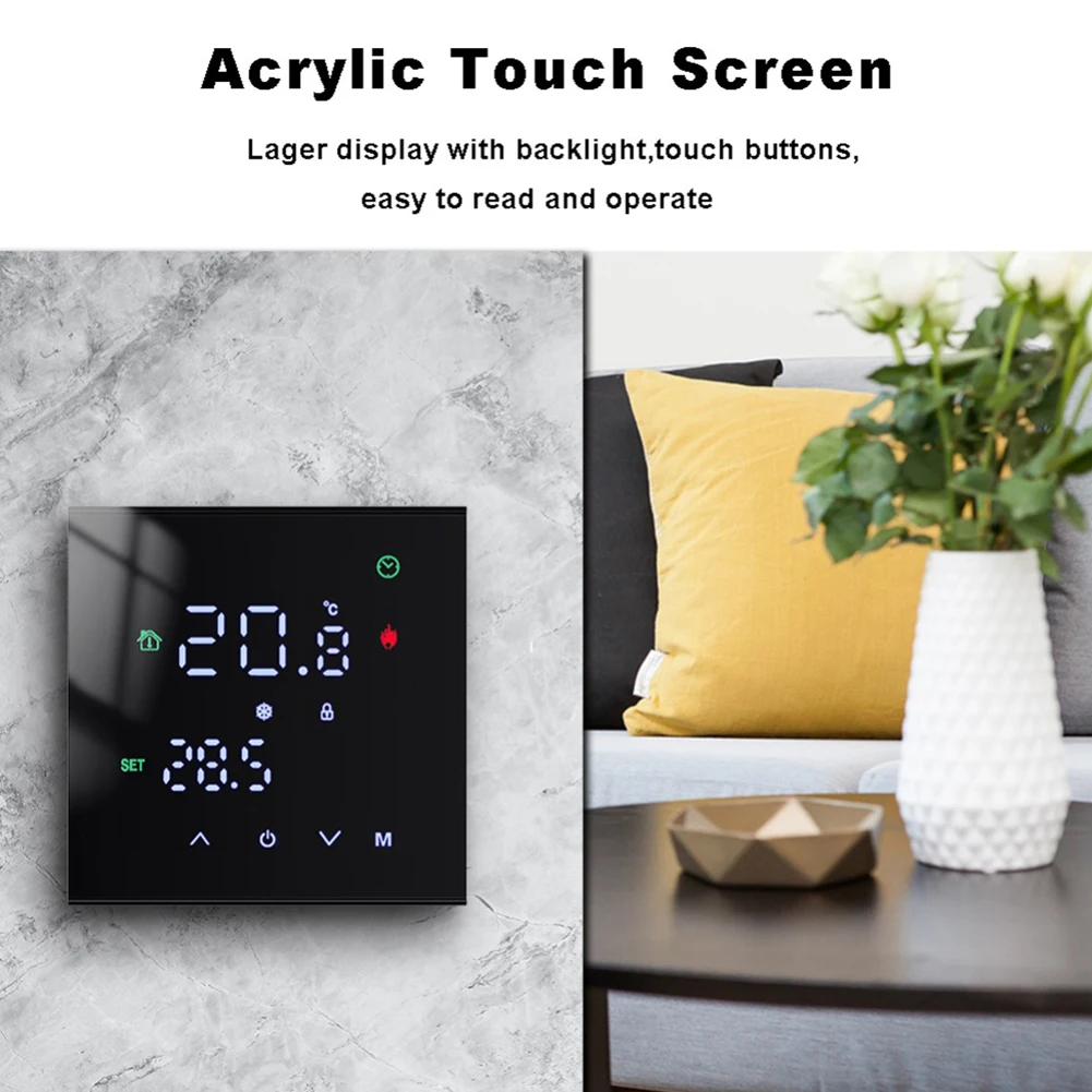 

Энергосберегающий терморегулятор с ЖК-дисплеем и сенсорным экраном для систем электрического теплого пола и газовых котлов