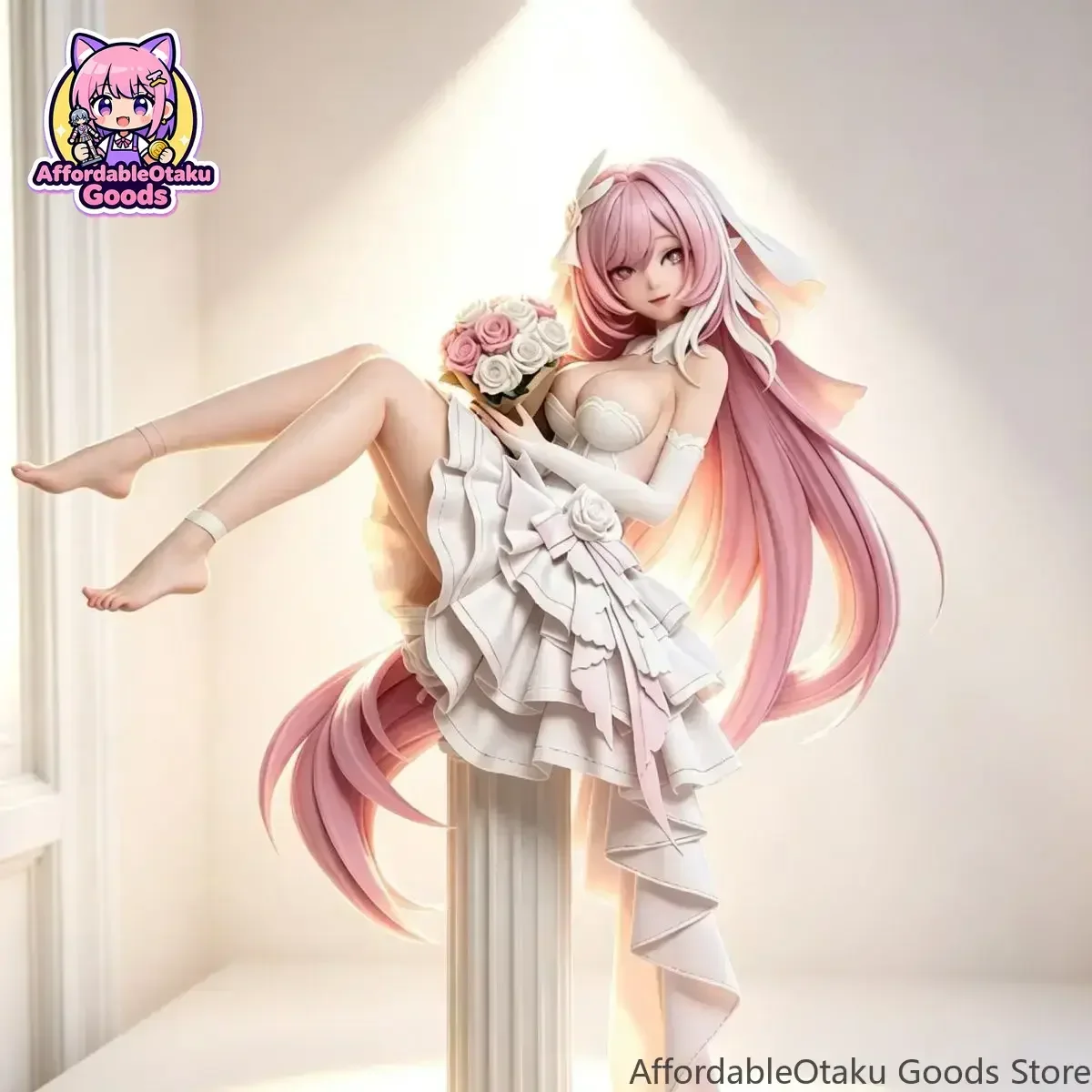 Honkai Impact 3rd Elysia Bridal Ver. 1/7 Scale PVC/ABS Figure, Wedding Dress Bishoujo Anime Statue Desktop Display Model