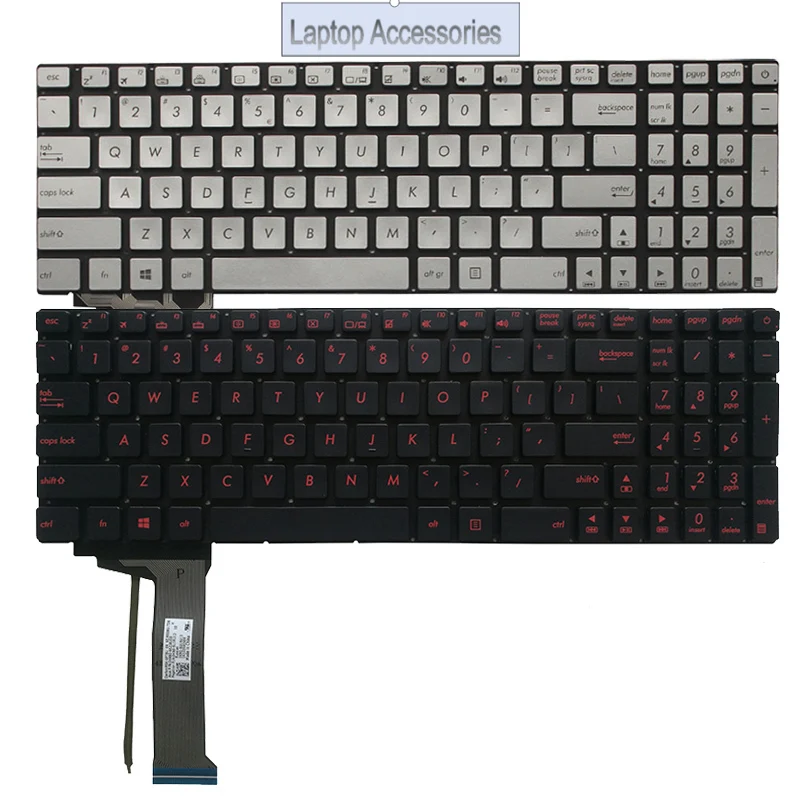 New US backlit laptop keyboard FOR ASUS GL551 GL551J GL551JK GL551JM GL551JW GL551JX Silver/Red