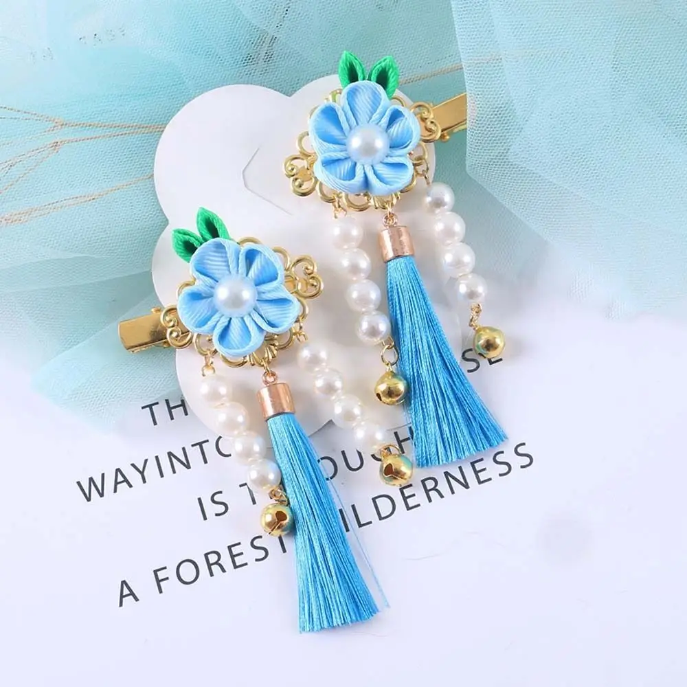 Pearl Headwear Bow Hair Grip Chinese New Year Hairpins Children Tassels Hairpins Flowers Hairpins Kids Chinese Hair Clips